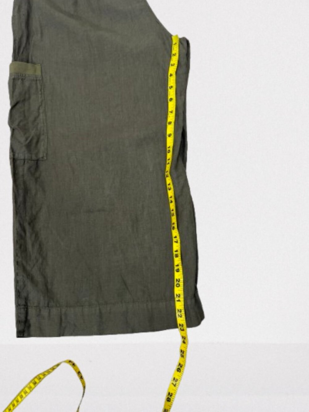 FLAX Women's Linen Cropped Wide Leg Drawstring Pants Size M Olive Green - Picture 7 of 8